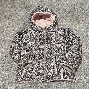 The North Face Reversible winter jacket coat 3T pink and speckled patterned